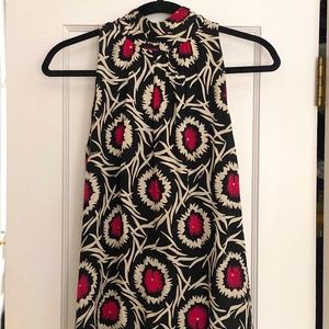 Milly of New York - Sleeveless blouse with long scarf/bow in back at neck.